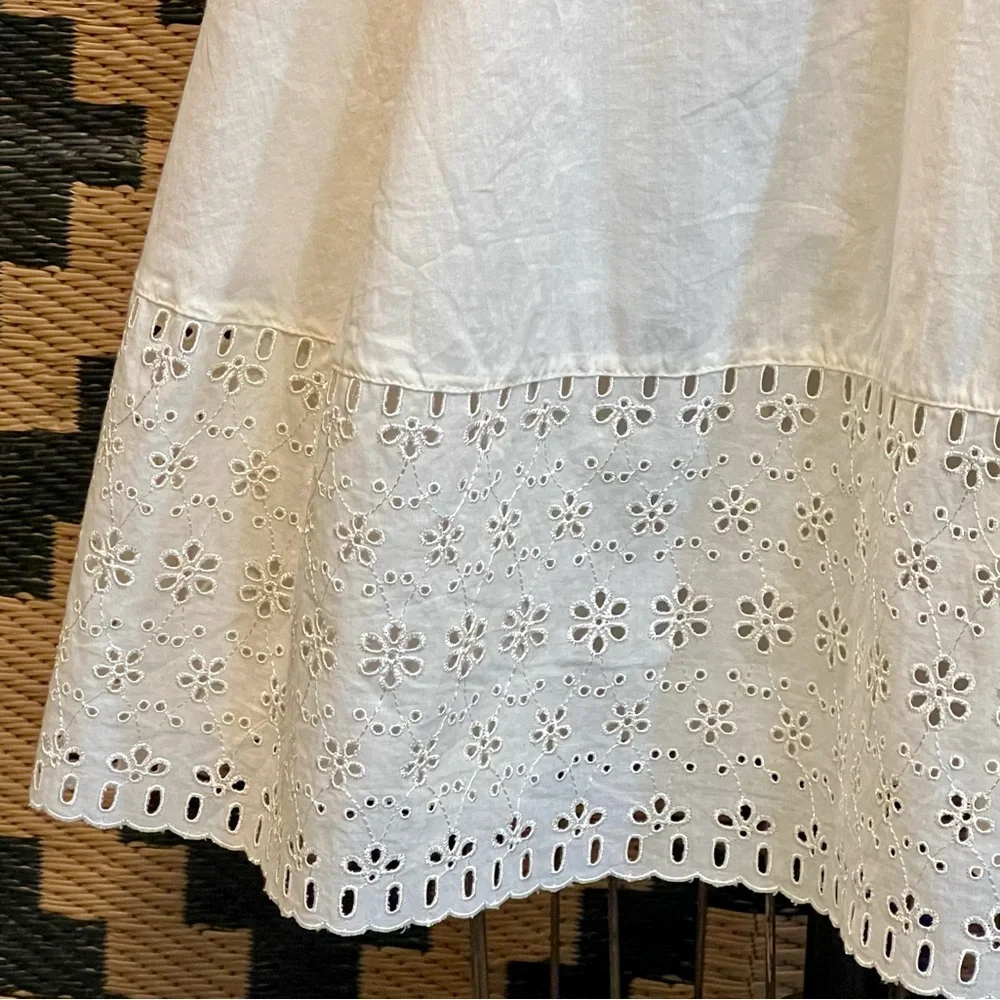 Eyelet lace buttercream midi full‎ a-line skirt cottagecore prairie boho y2k - Picture 4 of 14